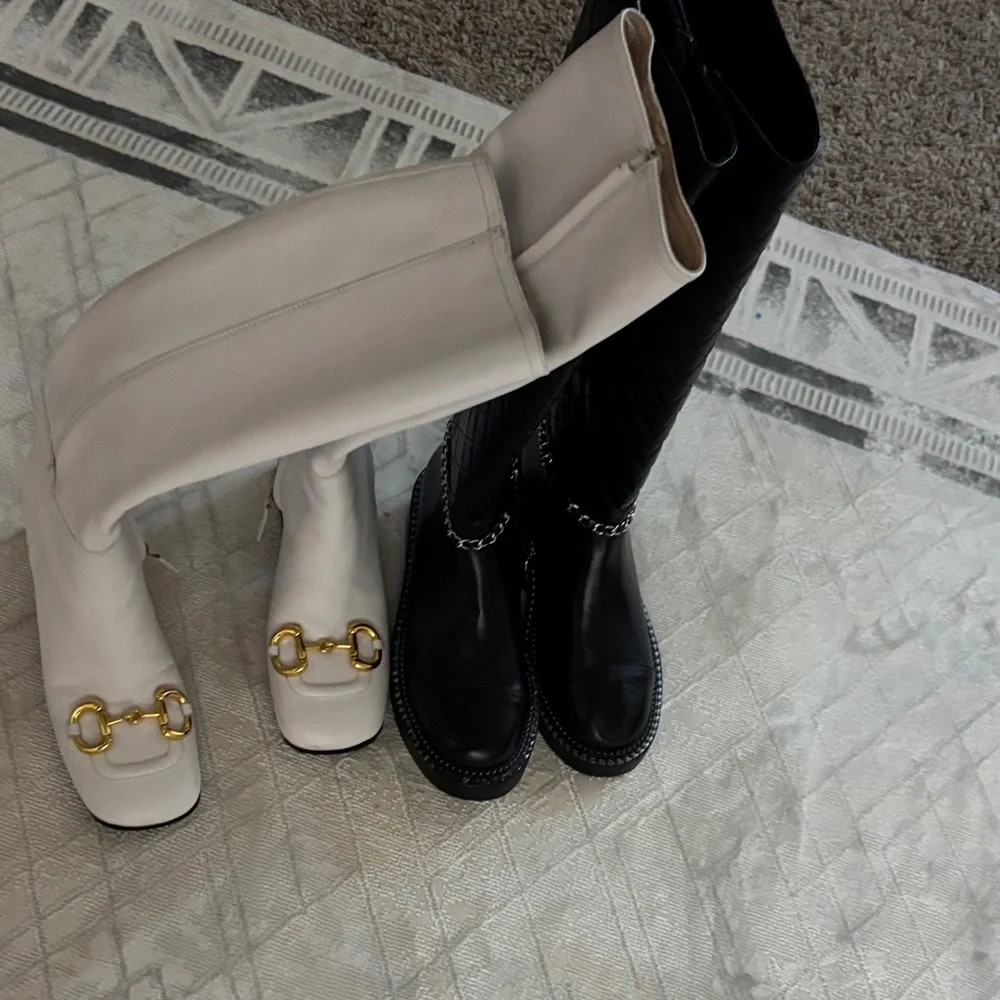 3 Elegant Black and Cream & Brown Boots - Picture 3 of 6